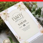 (Free Editable PDF) Boho Gold Frame Greenery Baby Shower Invitation Templates F