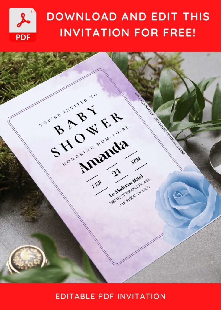 (Free Editable PDF) Stunning Bellflowers Baby Shower Invitation Templates F