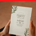(Free Editable PDF) Simple Geometric Floral Frame Baby Shower Invitation Templates E