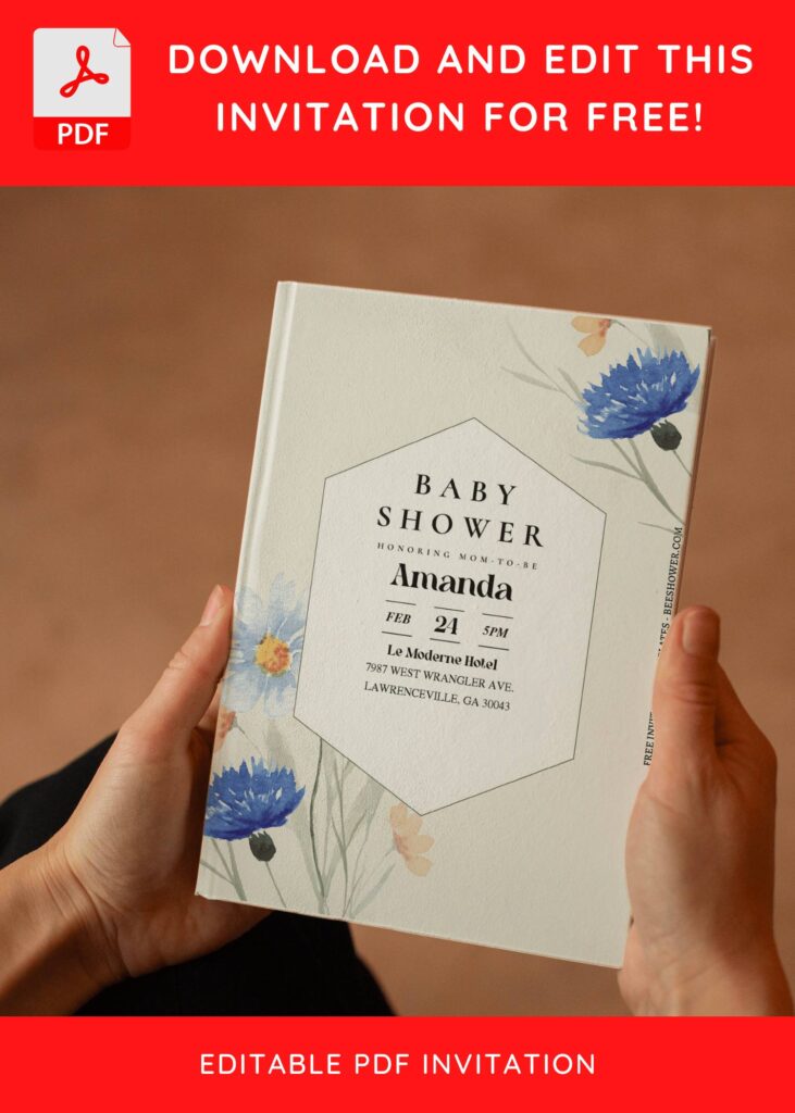 (Free Editable PDF) Vibrant Fiesta Blooms Baby Shower Invitation Templates E