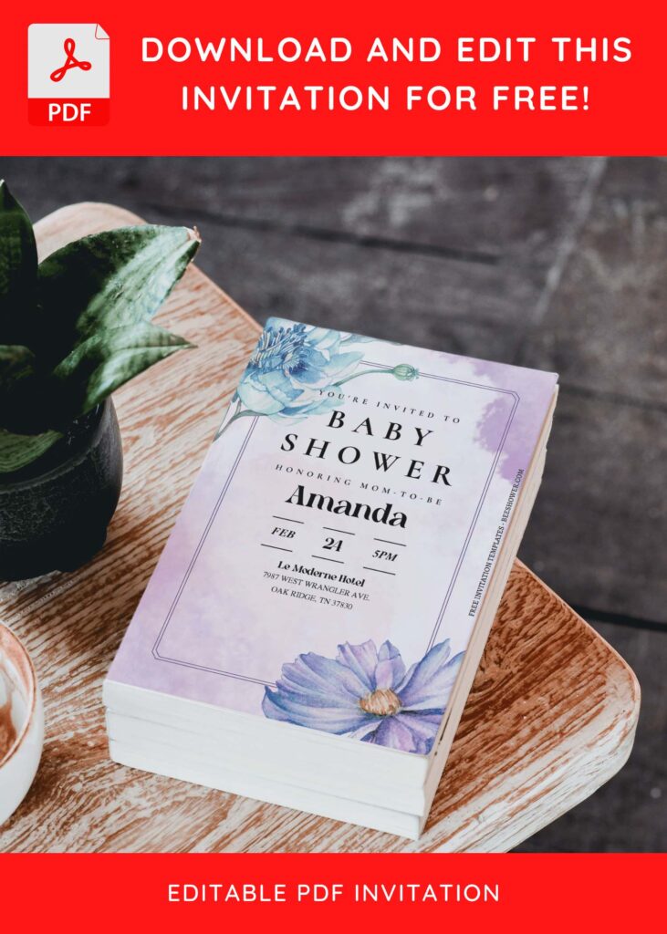 (Free Editable PDF) Stunning Bellflowers Baby Shower Invitation Templates D