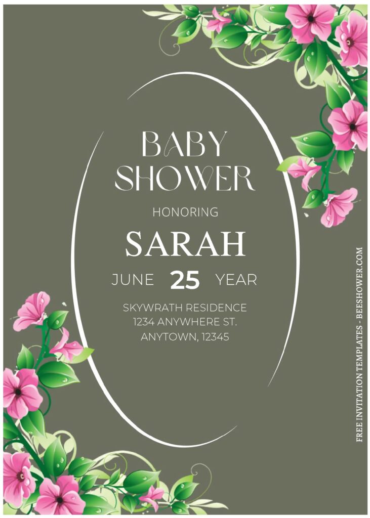 (Free Editable PDF) Modest Floral Baby Shower Invitation Templates C
