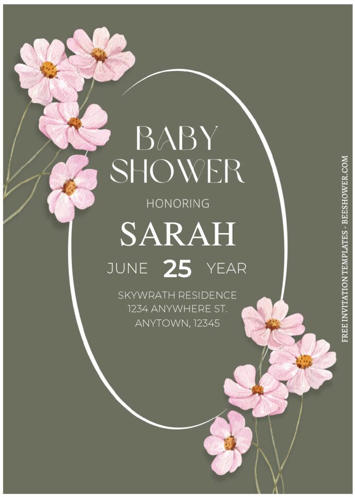 (Free Editable PDF) Modest Floral Baby Shower Invitation Templates A
