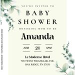 (Free Editable PDF) Delicate Watercolor Eucalyptus Baby Shower Invitation Templates B
