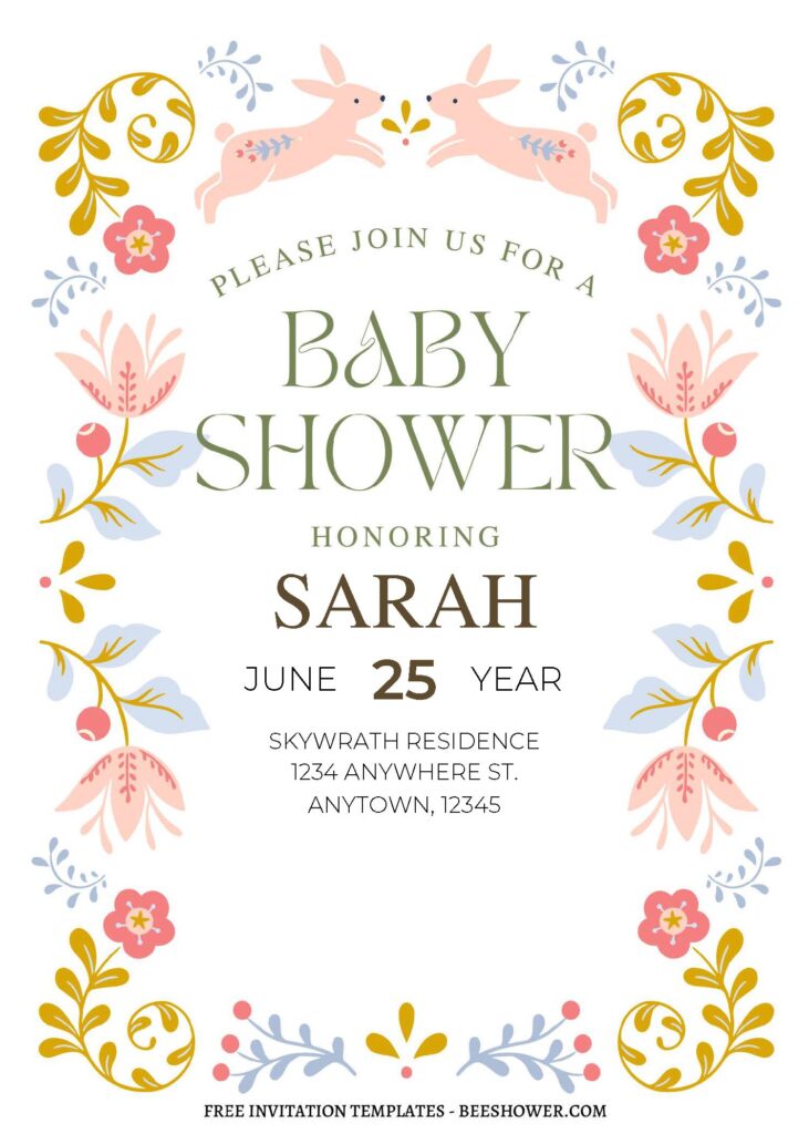 (Free Editable PDF) Floral Cascade Baby Shower Invitation Templates C