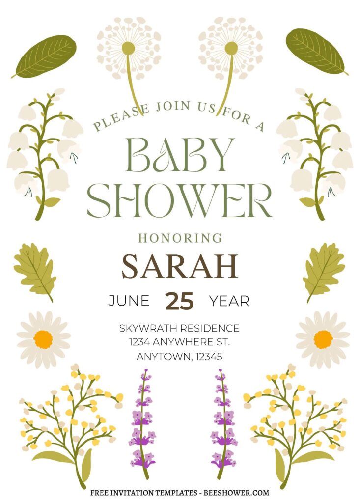 (Free Editable PDF) Floral Cascade Baby Shower Invitation Templates A