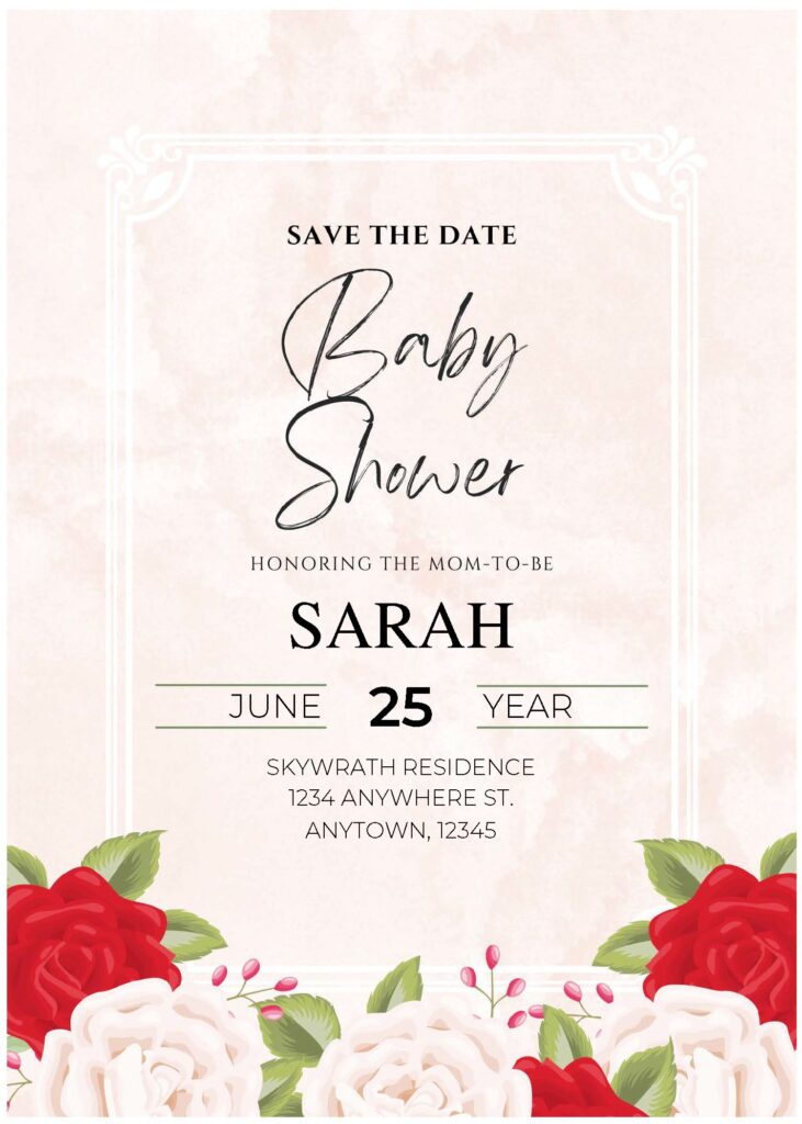 (Free Editable PDF) Rustic Barnyard Blooms Baby Shower Invitation Templates A