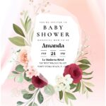 (Free Editable PDF) Blooming Affection Floral Baby Shower Invitation Templates B
