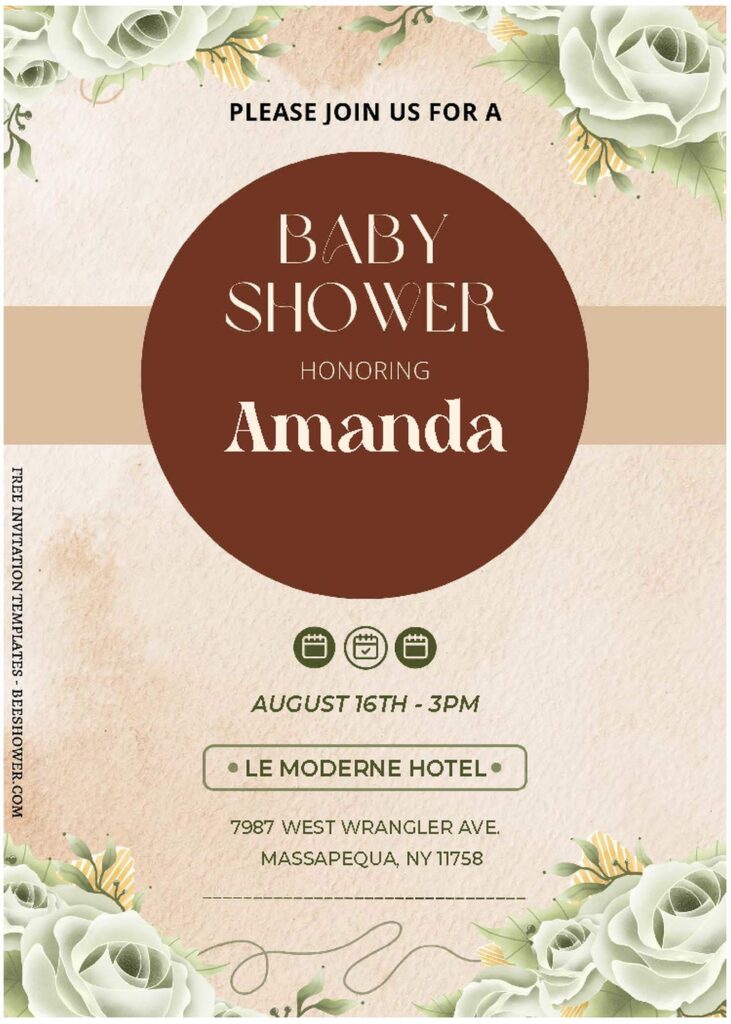 (Free Editable PDF) Spring Floral Garden Baby Shower Invitation Templates C