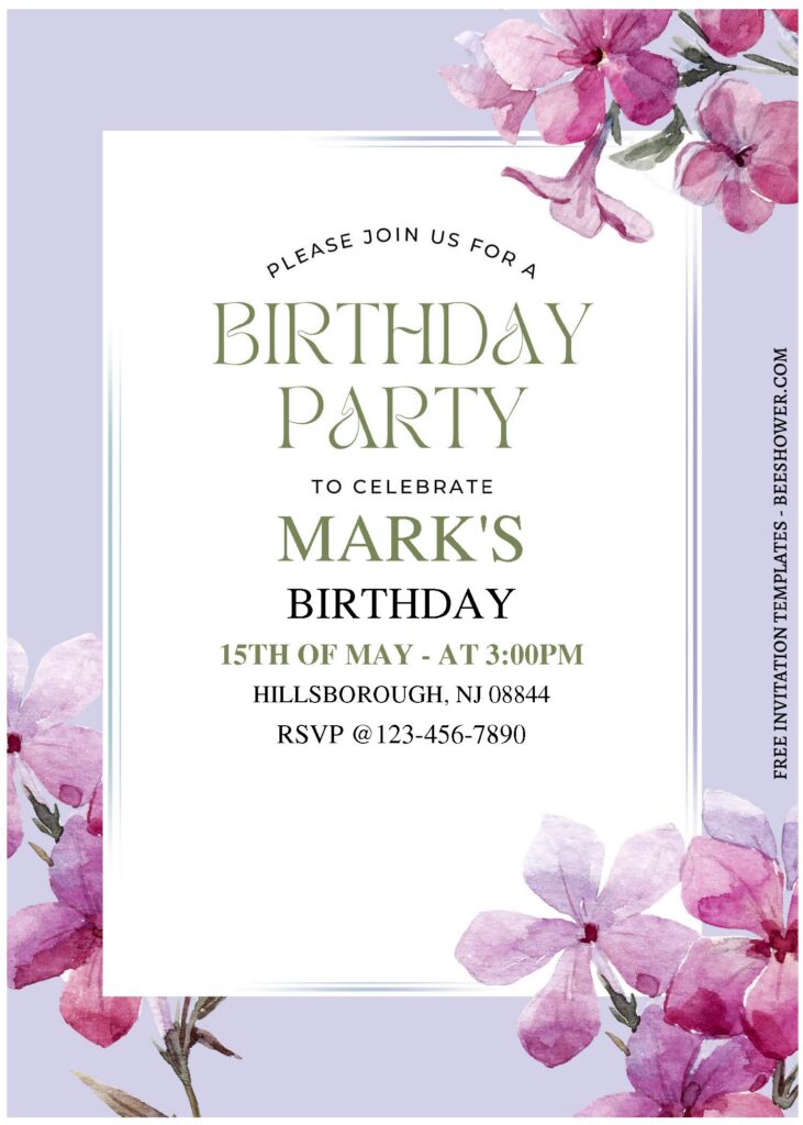 (Free Editable PDF) Vintage Style Lilacs Baby Shower Invitation Templates A