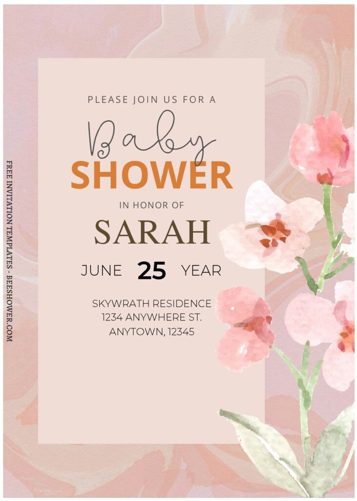 (Free Editable PDF) Rustic Marble Baby Shower Invitation Templates C