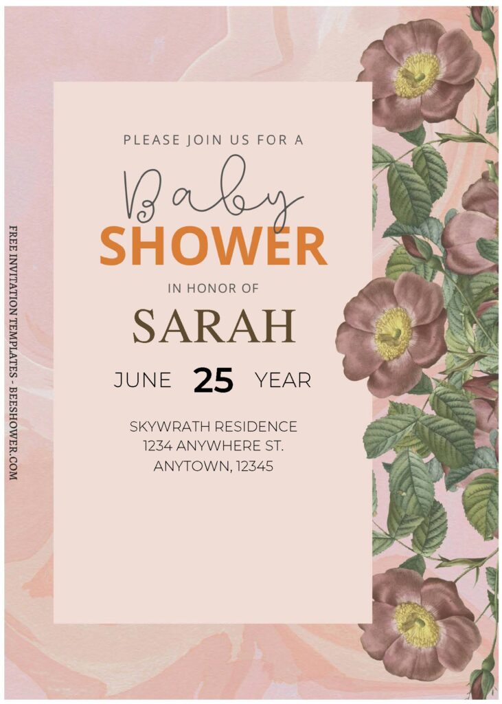 (Free Editable PDF) Rustic Marble Baby Shower Invitation Templates A