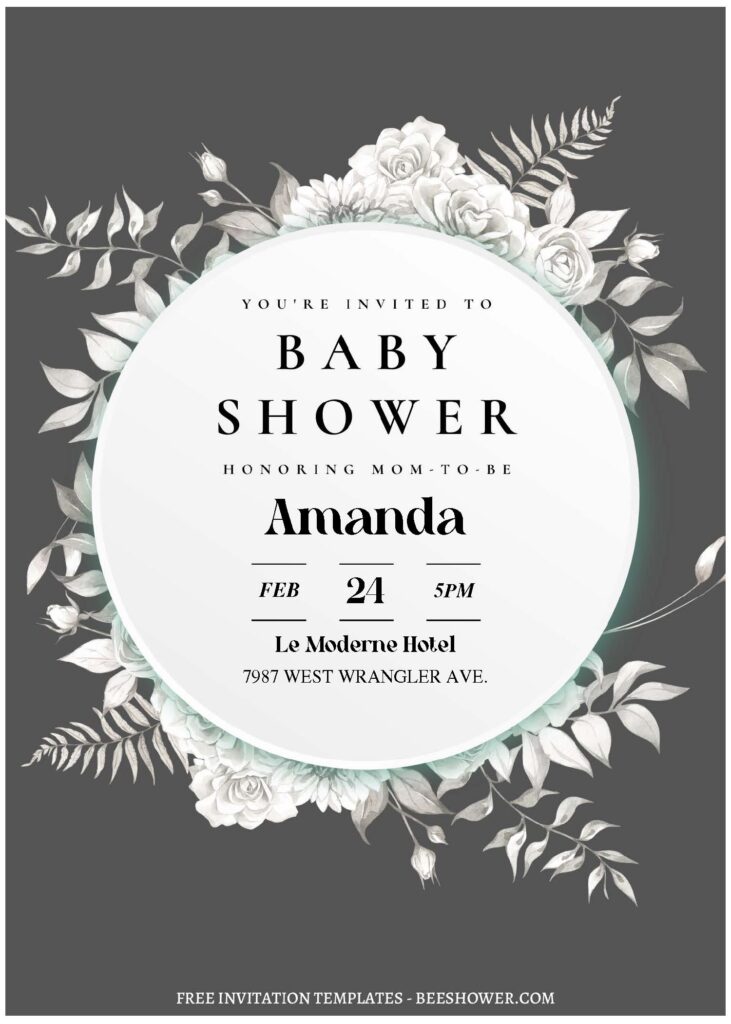 (Free Editable PDF) Exquisite Rose And Peony Baby Shower Invitation Templates A