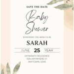 (Free Editable PDF) Minimalist Elegant Foliage Baby Shower Invitation Templates B