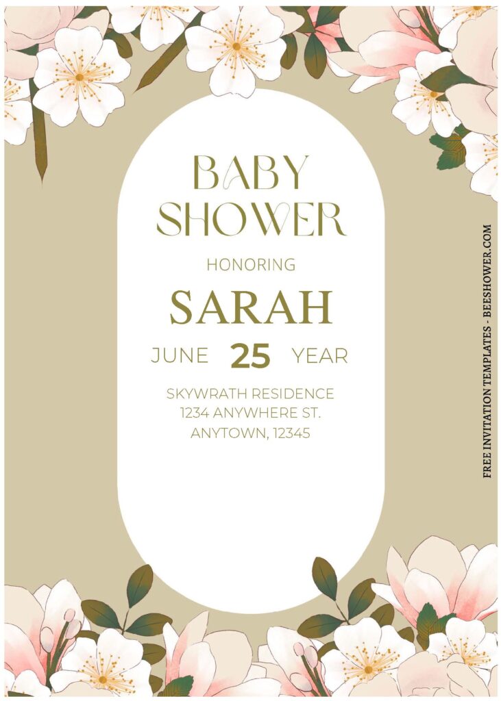 (Free Editable PDF) Vividly Beautiful Rose And Ranunculus Baby Shower Invitation A