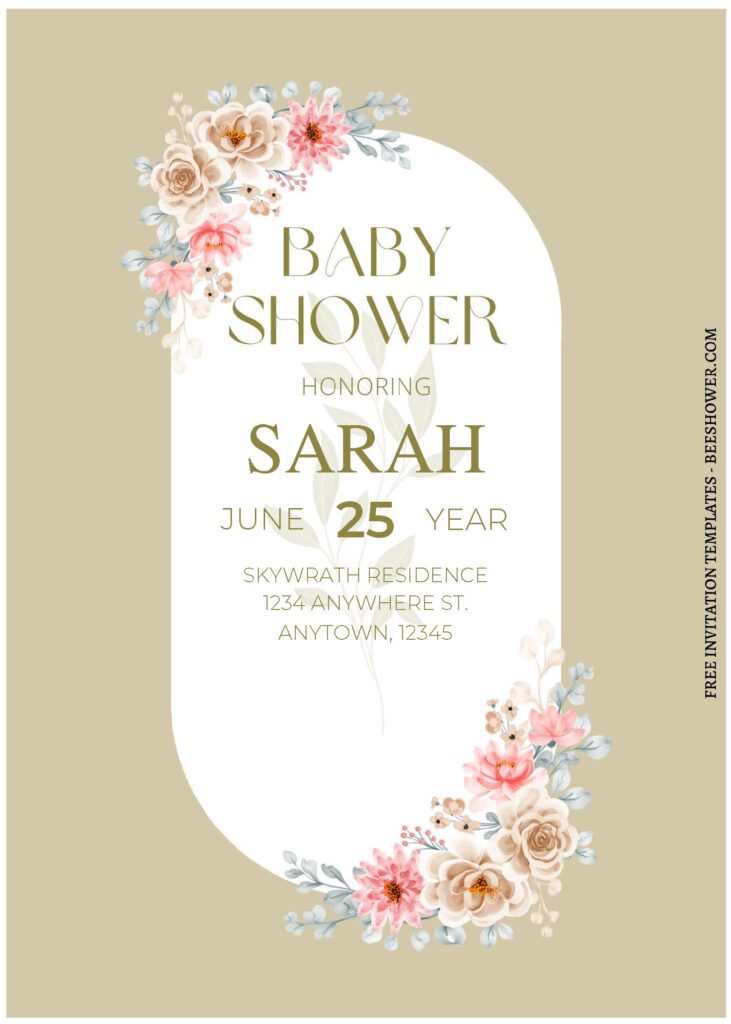 (Free Editable PDF) Vividly Beautiful Rose And Ranunculus Baby Shower Invitation C