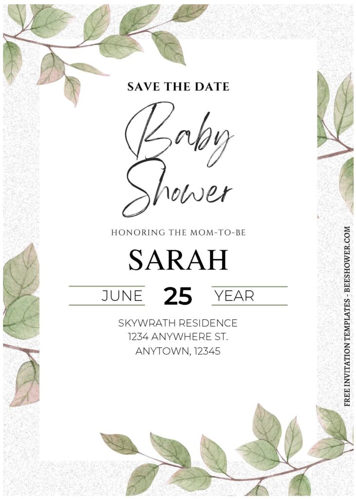 (Free Editable PDF) Nature Elegant Baby Shower Invitation Templates C