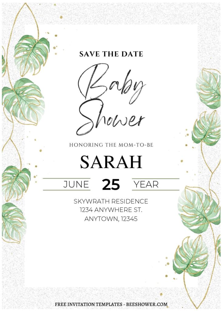 (Free Editable PDF) Nature Elegant Baby Shower Invitation Templates A