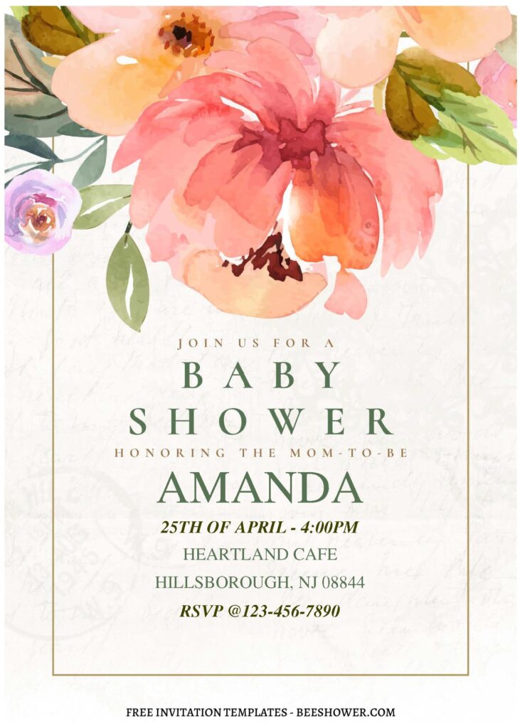 (Free Editable PDF) Elegant Peony Perfection Baby Shower Invitation Templates C