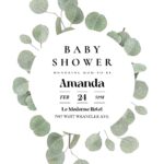 (Free Editable PDF) Gorgeous Botanical Eucalyptus Leaves Baby Shower Invitation Templates B