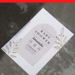 (Free Editable PDF) Minimalist Foliage Line Art Baby Shower Invitation Templates J