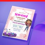 (Free Editable PDF) Bring Magic With Gabby’s Dollhouse Baby Shower Invitation J