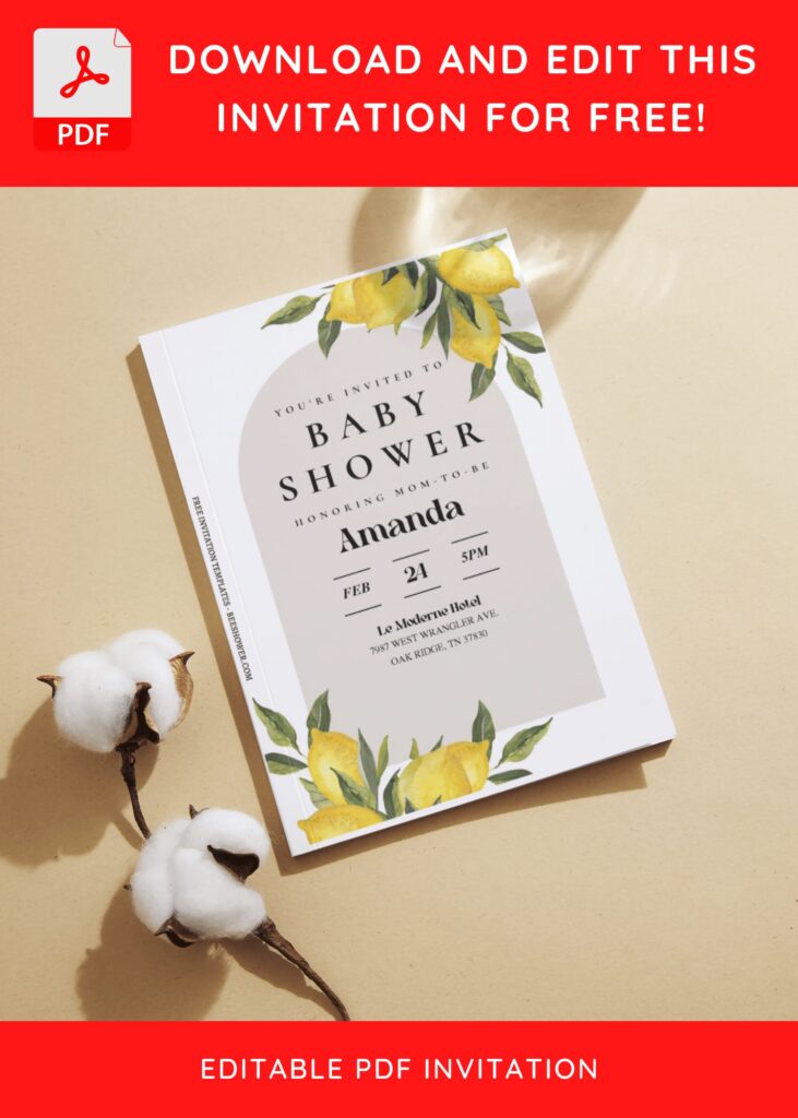 (Free Editable PDF) Refreshing Botanical Summer Baby Shower Invitation Templates J