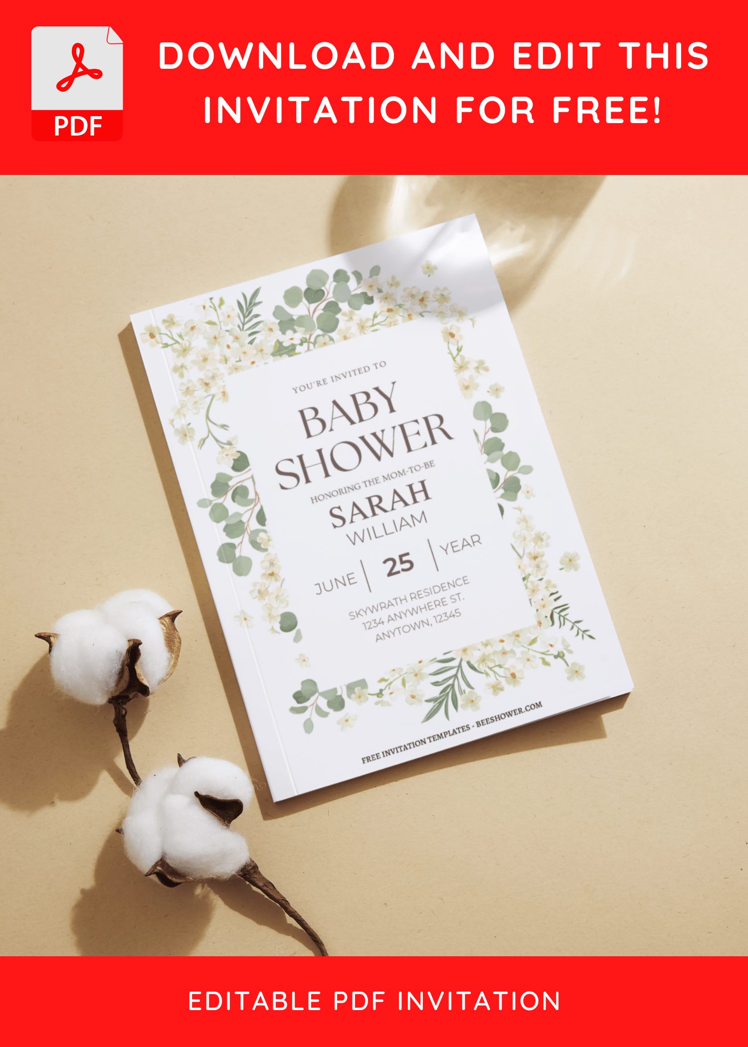 (Free Editable PDF) Awe-inspiring Pastel Floral Baby Shower Invitation Templates C
