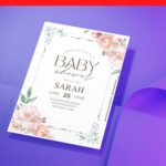 (Free Editable PDF) Vintage Floral Frame Baby Shower Invitation Templates J