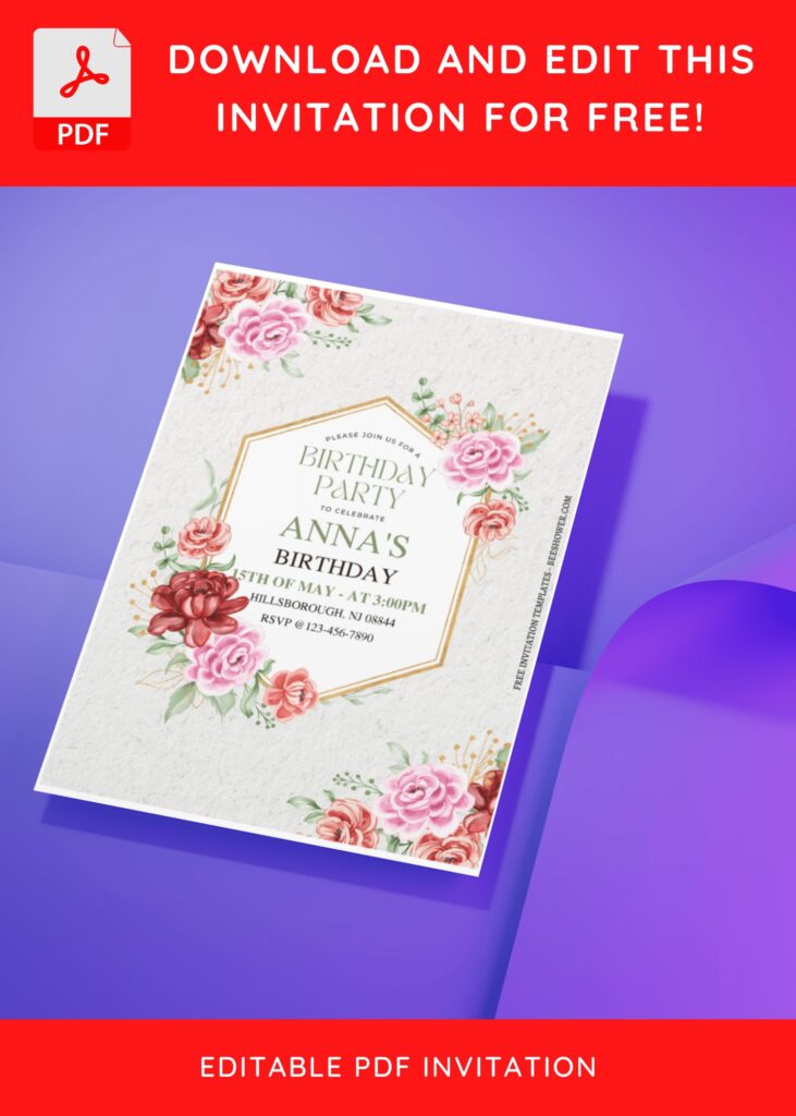 (Free Editable PDF) Rustic Elegant Floral Frame Baby Shower Invitation Templates I