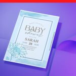 (Free Editable PDF) Calming Blue Floral Baby Shower Invitation Templates J