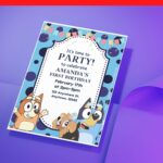 (Free Editable PDF) Joyful Bluey Baby Shower Invitation Templates J