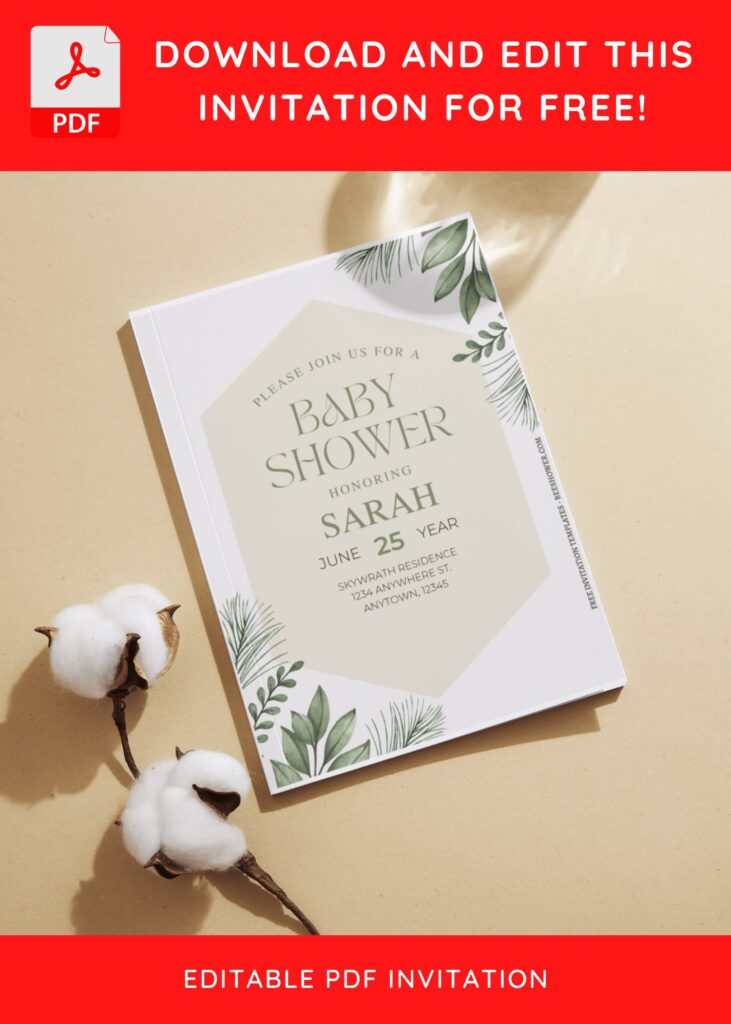(Free Editable PDF) Elegant Summer Baby Shower Invitation Templates I