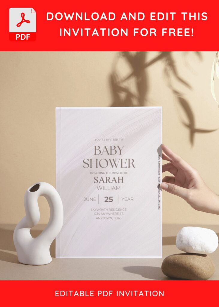 (Free Editable PDF) Modern Art Baby Shower Invitation Templates I