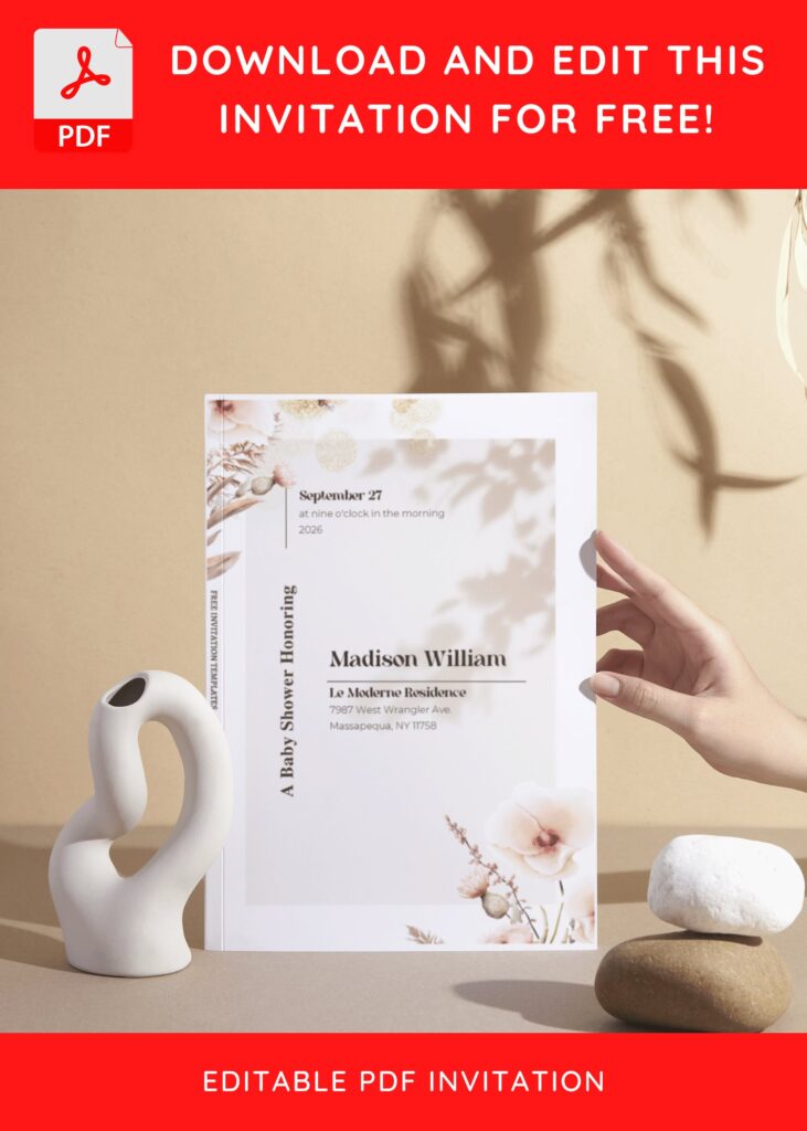 (Free Editable PDF) Blossoming Dream Baby Shower Invitation Templates I