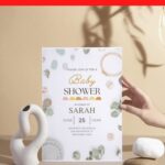 (Free Editable PDF) Blissful Modern Greenery Baby Shower Invitation Templates
