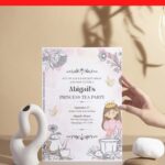 (Free Editable PDF) Vintage Princess Tea Party Baby Shower Invitation Templates I