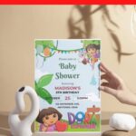 (Free Editable PDF) Ultimate Dora The Explorer Jungle Baby Shower Invitation Templates I