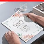 (Free Editable PDF) Vintage Floral Frame Baby Shower Invitation Templates H