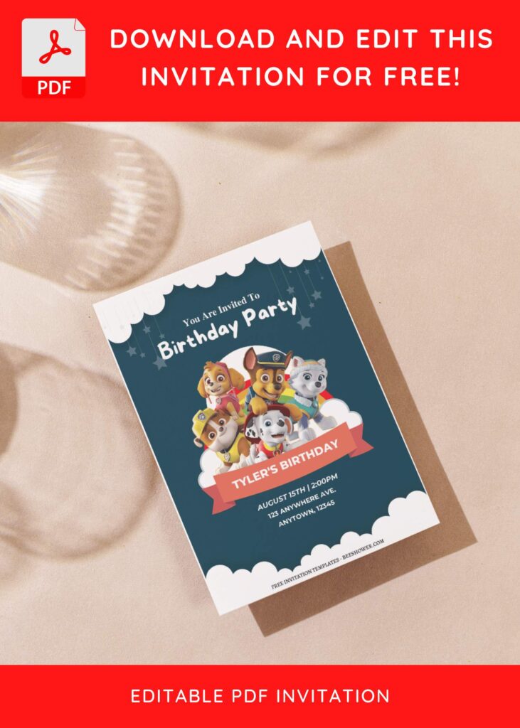 (Free Editable PDF) Fun & Easy PAW Patrol Baby Shower Invitation Templates G