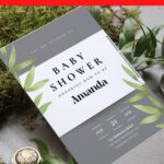 (Free Editable PDF) Botanical Chic Garden Baby Shower Invitation Templates F