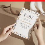 (Free Editable PDF) Modern Minimal Floral Baby Shower Invitation Templates F