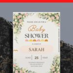 (Free Editable PDF) Vintage Rose And Peony Baby Shower Invitation Templates F