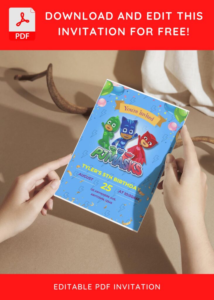 (Free Editable PDF) PJ Masks Baby Shower Invitation Templates For Boys & Girls E