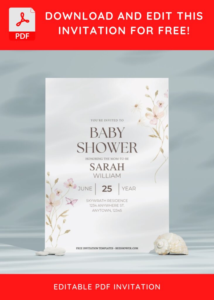 (Free Editable PDF) Awe-inspiring Pastel Floral Baby Shower Invitation Templates E