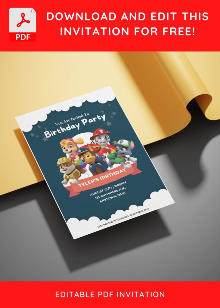 (Free Editable PDF) Fun & Easy PAW Patrol Baby Shower Invitation Templates E