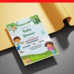 (Free Editable PDF) Ultimate Dora The Explorer Jungle Baby Shower Invitation Templates E