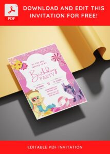 (Free Editable PDF) Pink Glitter My Little Pony Baby Shower Invitation Templates e