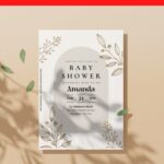 (Free Editable PDF) Minimalist Foliage Line Art Baby Shower Invitation Templates D