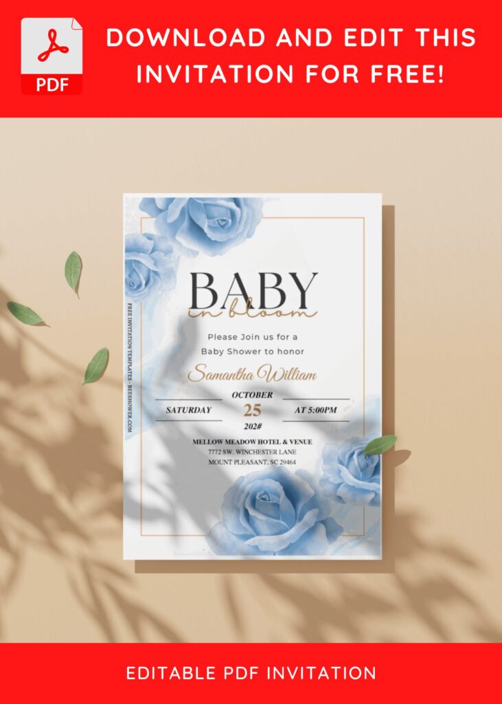 (Free Editable PDF) Iris And Lilac Floral Baby Shower Invitation Templates D